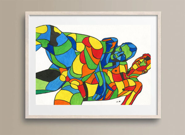 Abstract Lovers No. 3 Gay Erotic Art Print