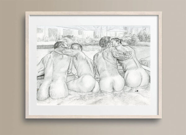 Pool Party Gay Erotic Art Print