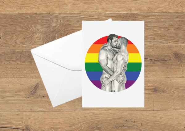 Beautiful Men No. 4 Gay Greetings Card in Pride Circle